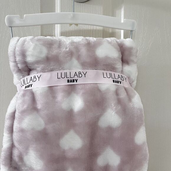 Lullaby Baby Pink Heart Print Luxury Velvet Baby Blanket Lovey 30 in x 40 in - Picture 11 of 13